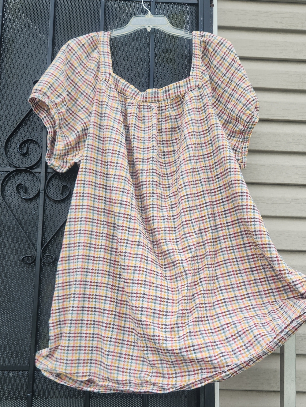 Old Navy Textured Plus Dobby-Gingham Puff Sleeve Swing Dress 4X